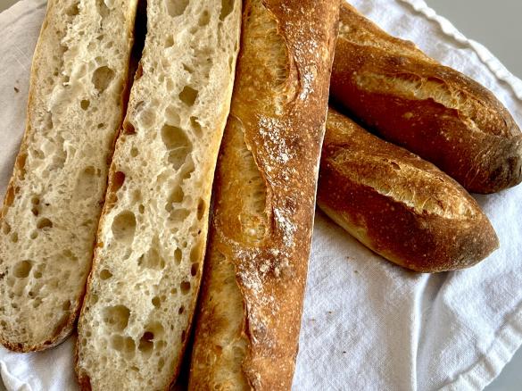 Baguettes with open crumb