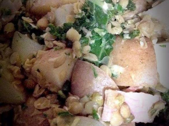 Warm potato and lentil salad