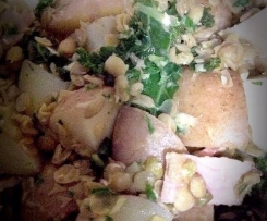 Warm potato and lentil salad