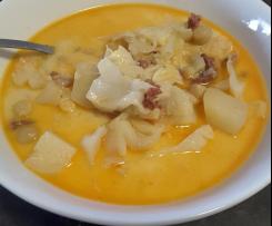 White cabbage chorizo potato soup