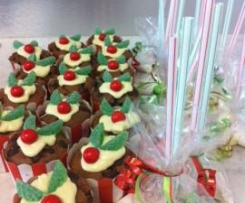 Xmas cupcake puddings and organic sherbet bags