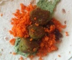 Mini Falafels, Carrot Salad and Green Tahini sauce