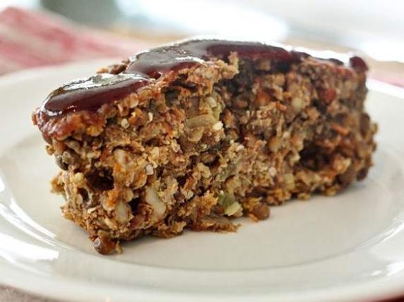 Glazed Lentil Walnut Apple Loaf (Vegan)