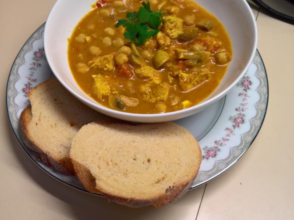 Easy chicken and mushroom, chick pea ragout