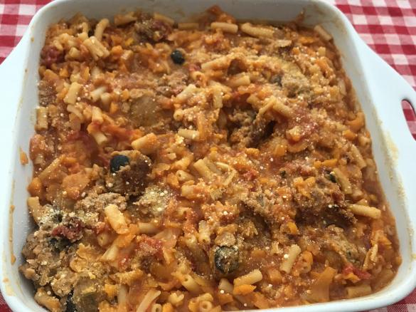 Chicken sausage & macaroni casserole
