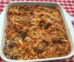 Chicken sausage & macaroni casserole