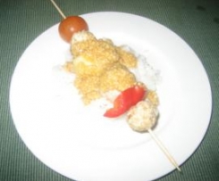 Chicken kebabs with satay sauce