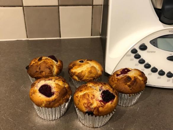 White chocolate and mixed berry muffins