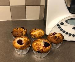 White chocolate and mixed berry muffins