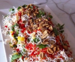 Shredded Chicken Rice Noodle Salad with Nuoc Cham Dressing