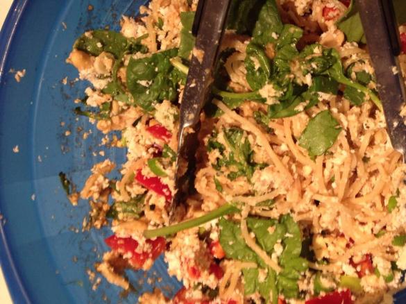 Satay chicken noodle salad