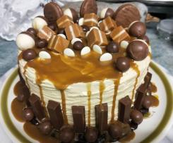 Moist, Heavy Caramel Mud Cake with caramel butter cream frosting and caramel sauce