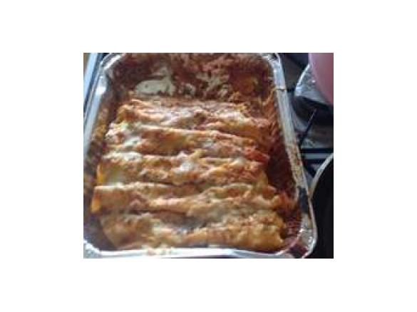 Refried beans and Chicken Enchiladas 