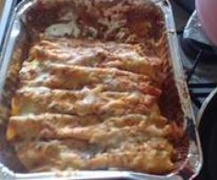 Refried beans and Chicken Enchiladas 