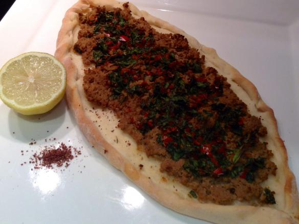Turkish Lahmacun (pronounced Larmarjoon)