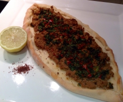 Turkish Lahmacun (pronounced Larmarjoon)