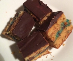 Choc-topped Caramel and M&Ms Slice