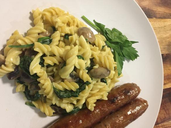 Mushroom and Spinach Creamy Pasta