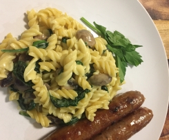 Mushroom and Spinach Creamy Pasta