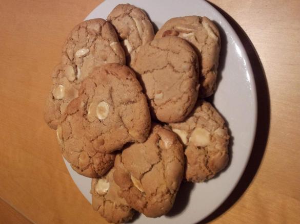Chewy white choc macadamia cookies