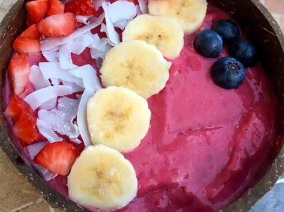 Banana Raspberry Nice Cream Smoothie Bowl