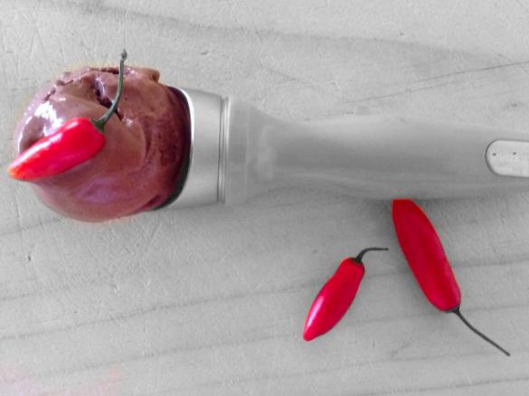 Chilli Chocolate Ice cream with a Strawberry Twist