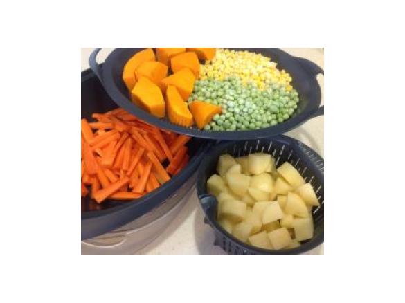 Mash potato and steamed veg
